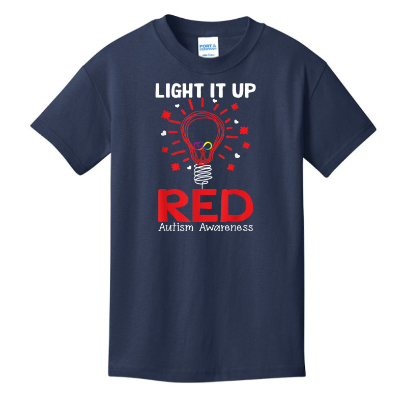 Light It Up Red Shirt, Autism Awareness T Shirt, Autism T Shirt Basic Youth T-shirt by RoyalStore | Artistshot