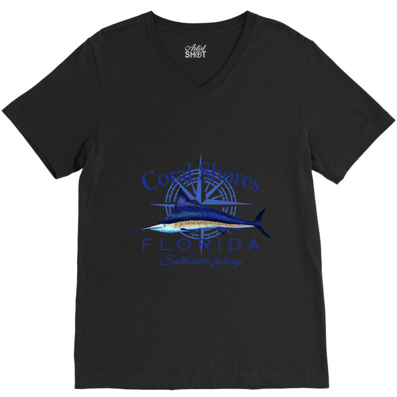 Coral Shores Florida Sailfish Billfish Saltwater F V-Neck Tee by GARYYATES | Artistshot