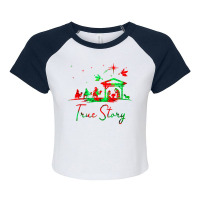 Christmas Nativity True Story Of Jesus Birth Tie Dye T Shirt Raglan Crop Top | Artistshot