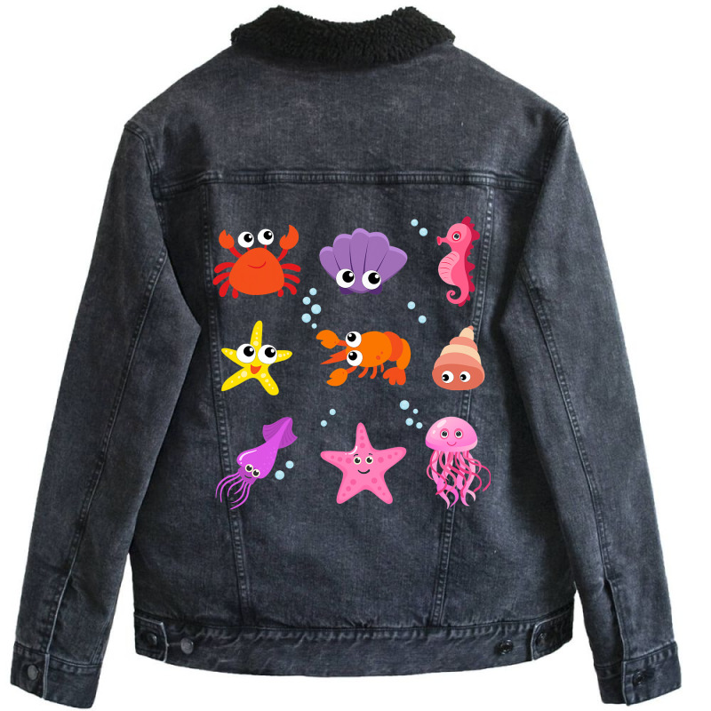 Crustacean Core Aesthetic Crustaceans Crab Lobster Unisex Sherpa-lined Denim Jacket | Artistshot