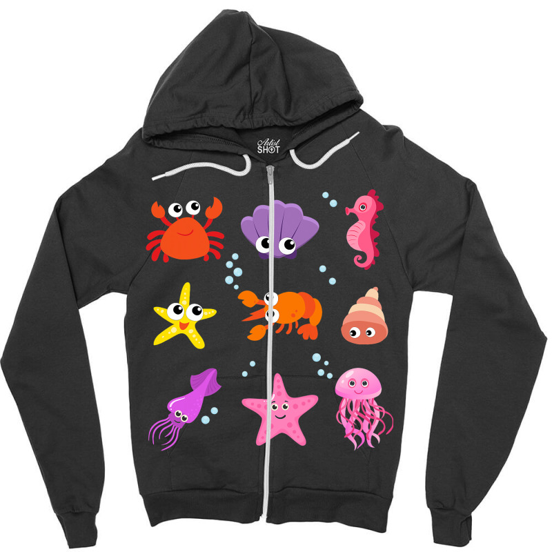 Crustacean Core Aesthetic Crustaceans Crab Lobster Zipper Hoodie | Artistshot