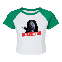 Wassup Scream Scary Movie Fun Raglan Crop Top | Artistshot