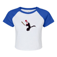 Minimalist Cat In The Hat Baseball Raglan Crop Top | Artistshot