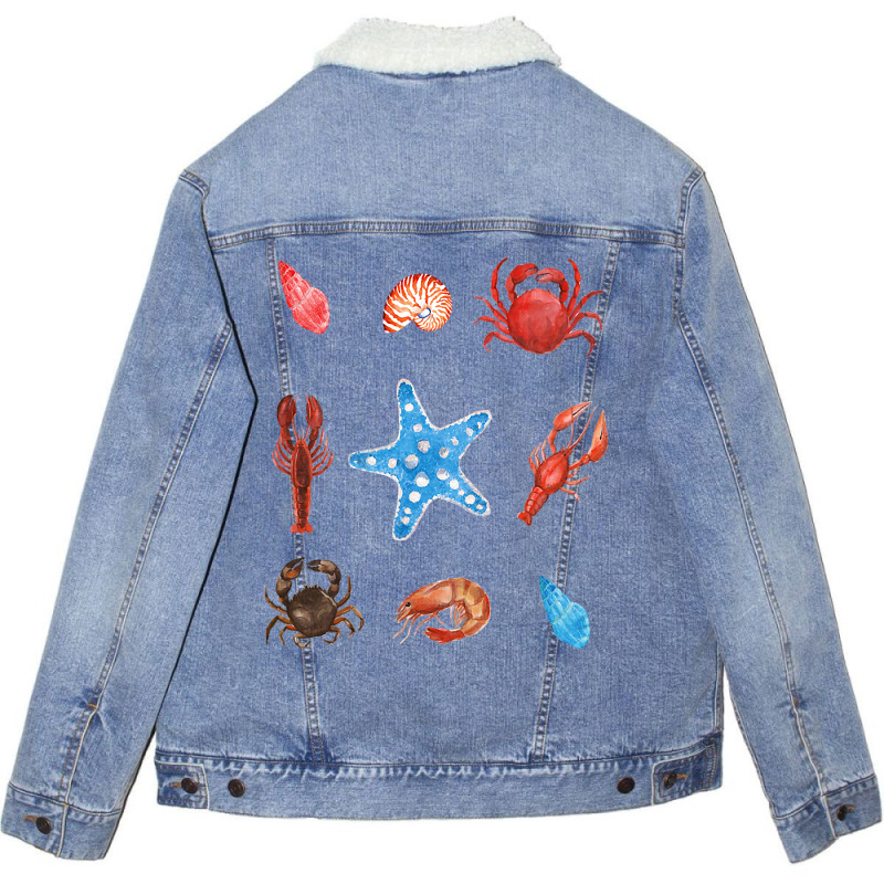 Crustacean Core Aesthetic Crustaceans Crab Lobster Unisex Sherpa-lined Denim Jacket | Artistshot