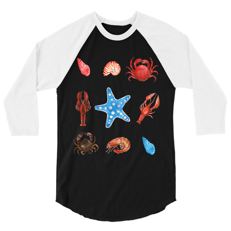 Crustacean Core Aesthetic Crustaceans Crab Lobster 3/4 Sleeve Shirt | Artistshot