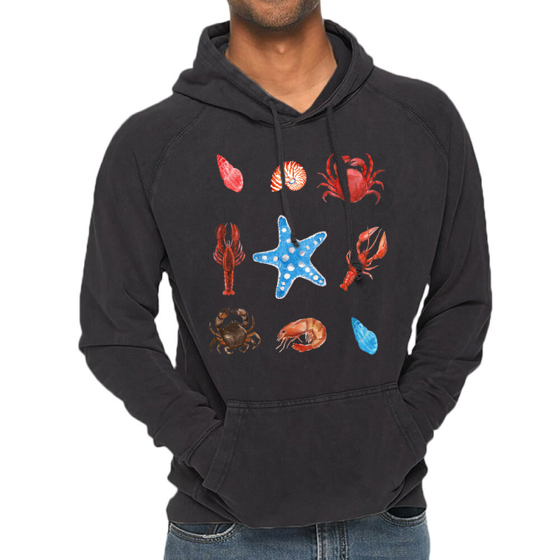 Crustacean Core Aesthetic Crustaceans Crab Lobster Vintage Hoodie | Artistshot