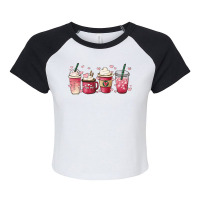 Valentine Coffee Iced Coffee Lover Heart Valentine's Day T Shirt Raglan Crop Top | Artistshot