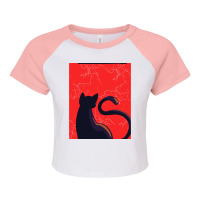 Cat Lightning S Graphic Raglan Crop Top | Artistshot