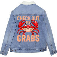 Checkout My Crabs Shellfish Crab Crustacean Crabs  Unisex Sherpa-lined Denim Jacket | Artistshot