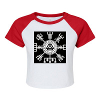 Viking Compass Vegvisir Valknutrunes Viking  Retro Love Travel Raglan Crop Top | Artistshot