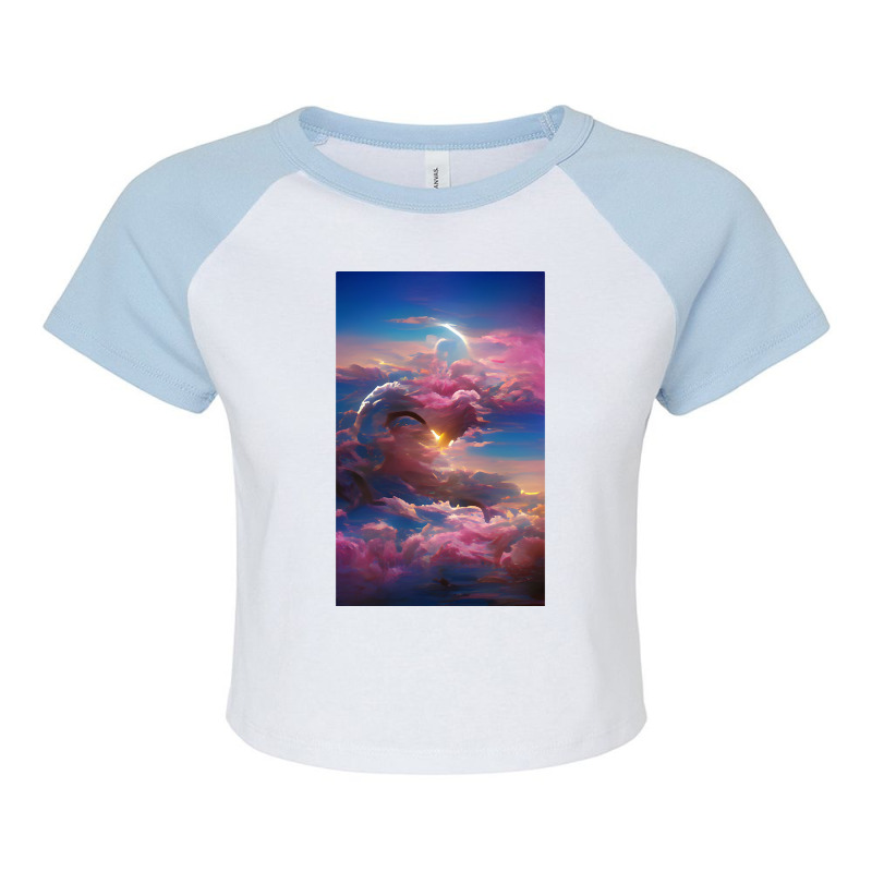 Trending Sun Light In Blue Sky Artsy Design Raglan Crop Top by greggjvandervor | Artistshot