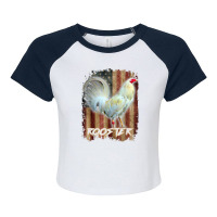 White Rooster Shirt Cock Fight Us Flag Raglan Crop Top | Artistshot