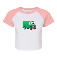 Green Mini Van Cartoon Raglan Crop Top | Artistshot