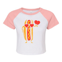 Limited Edition Heart Hot Dog Cute Sausage Bun Valentines Day Food Lov Raglan Crop Top | Artistshot