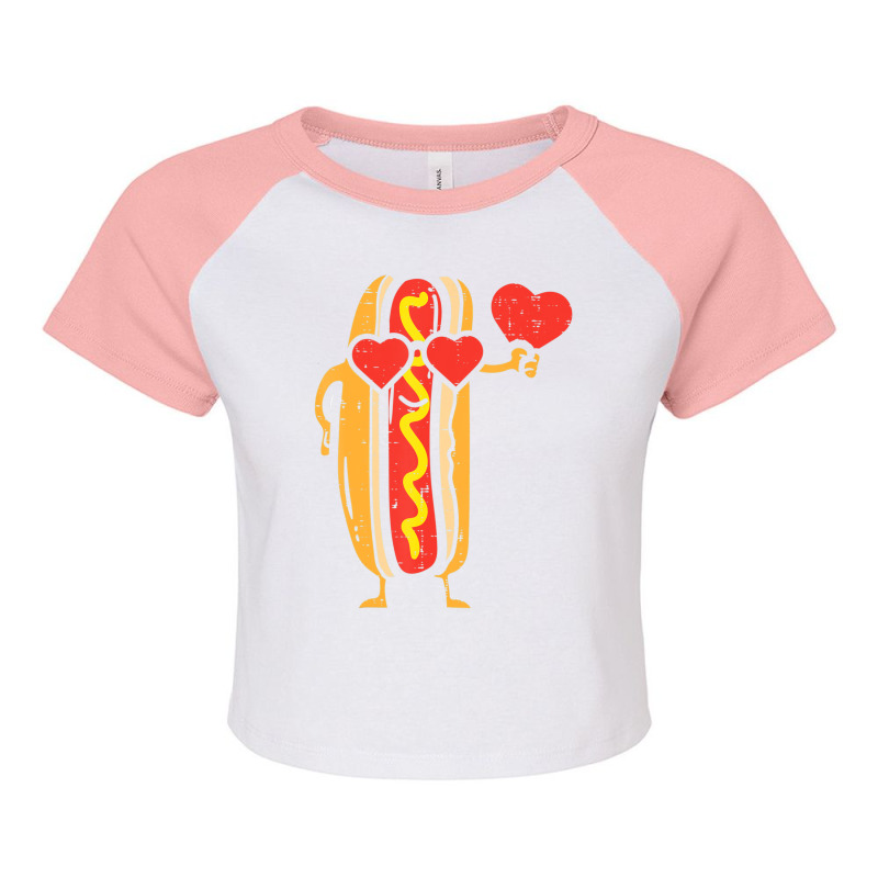 Limited Edition Heart Hot Dog Cute Sausage Bun Valentines Day Food Lov Raglan Crop Top by Hugo Flowers | Artistshot