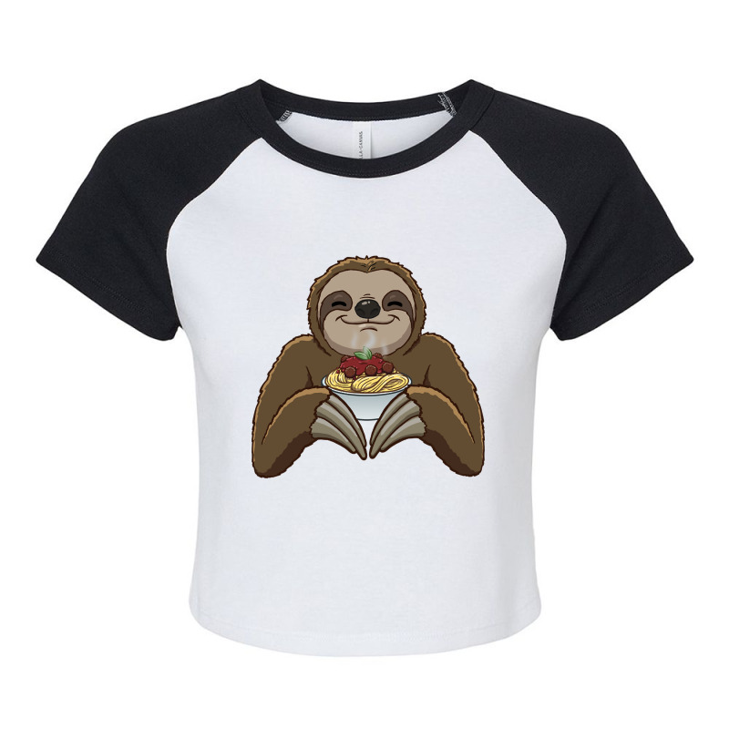 Limited Edition Sloth Spaghetti Meat Balls Raglan Crop Top by Jankonen637 | Artistshot