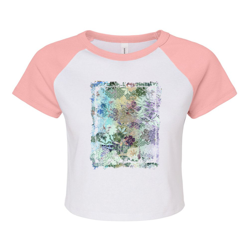 Japanese Floral Pattern Chrysanthemum Cherry Blossom Earth Tone Colors Raglan Crop Top by geishascessation326 | Artistshot