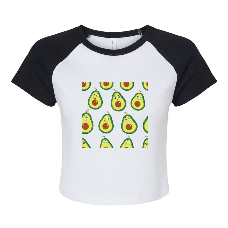 Avocados With Cute Expressions Seamless Pattern Raglan Crop Top by resaleberries875 | Artistshot