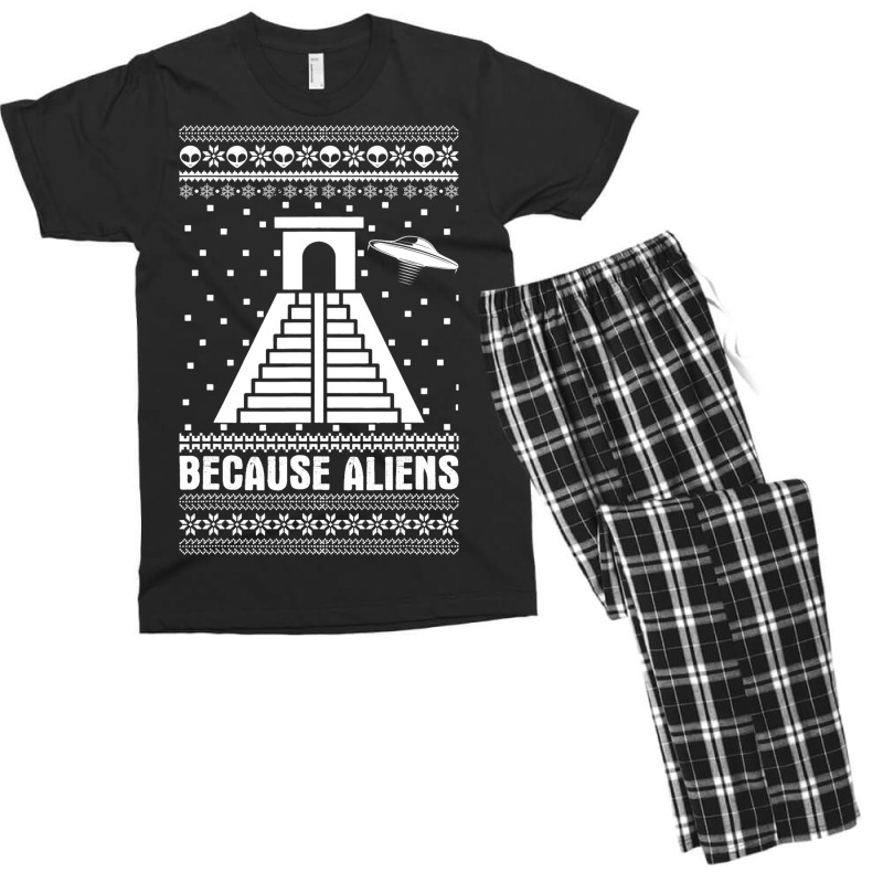 Because Aliens Funny Pyramid Makers Ugly Christmas Men's T-shirt Pajama Set by Upsunshine | Artistshot