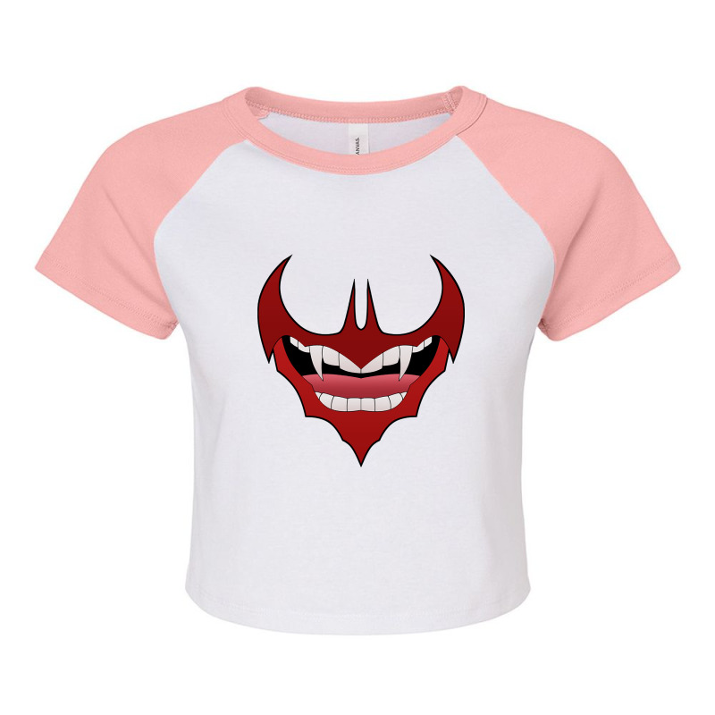 Bat Shaped Vampire Mouth Lip Raglan Crop Top by kundalinitrampled75 | Artistshot