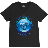 Coral Shores Florida Vacation Swimming Manatees V-neck Tee | Artistshot