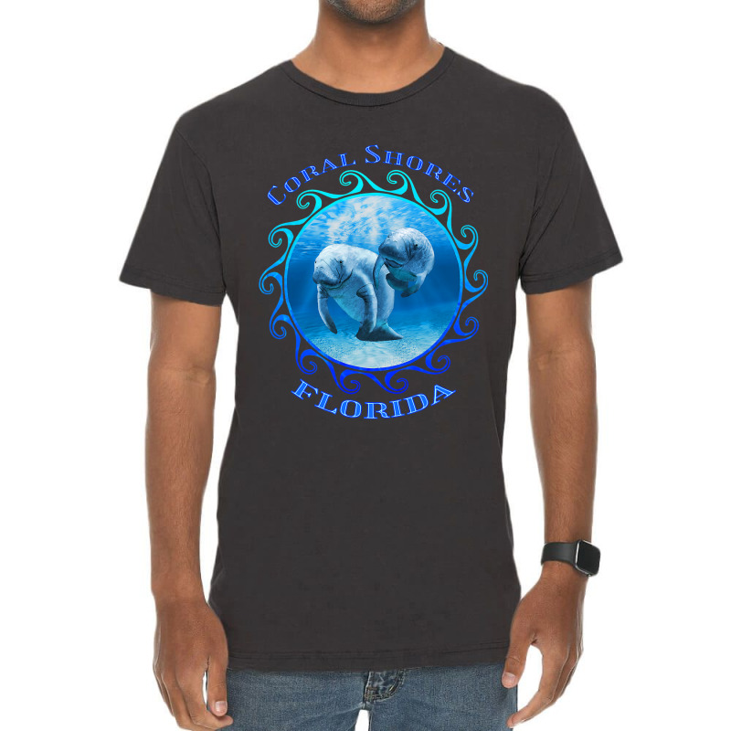 Coral Shores Florida Vacation Swimming Manatees Vintage T-shirt | Artistshot