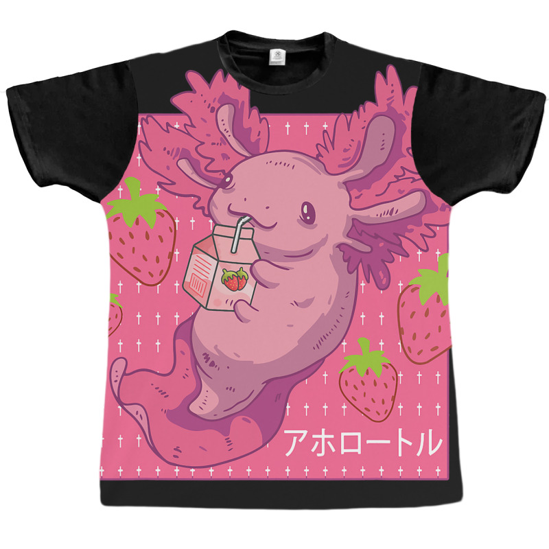 Cute Axolotl Pastel Goth Strawberry Milk Kids Yout Graphic T-shirt | Artistshot