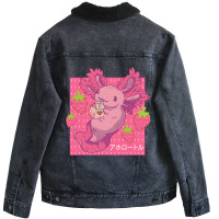 Cute Axolotl Pastel Goth Strawberry Milk Kids Yout Unisex Sherpa-lined Denim Jacket | Artistshot