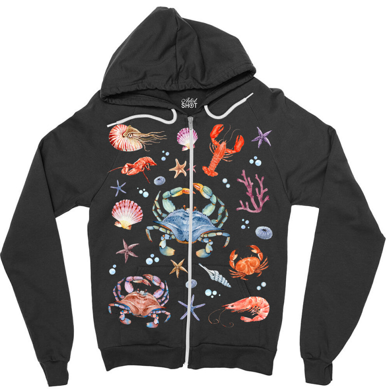 Crustaceancore Aesthetic Crustaceans Crab Lobster  Zipper Hoodie | Artistshot