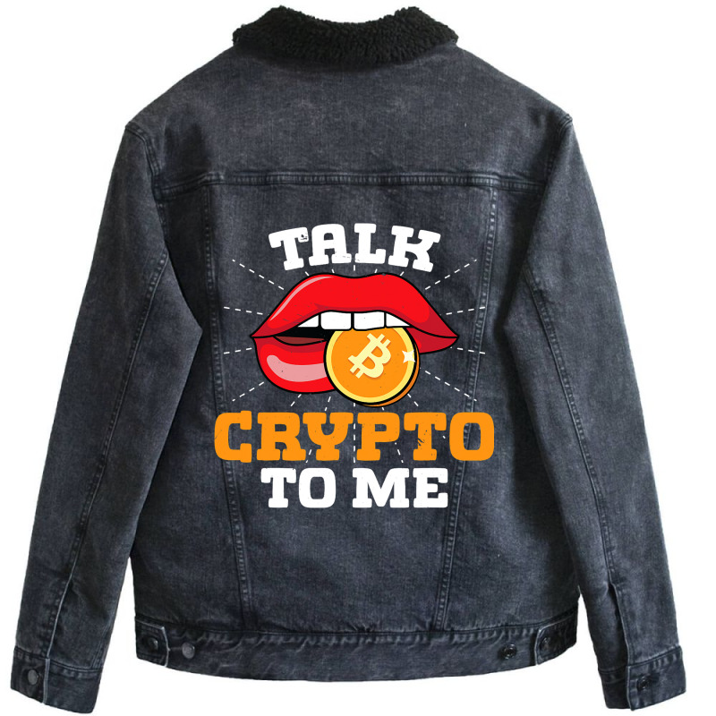 Crypto Trader Cryptocurrency Blockchain Hodl Candl Unisex Sherpa-Lined Denim Jacket by Vibrantora | Artistshot