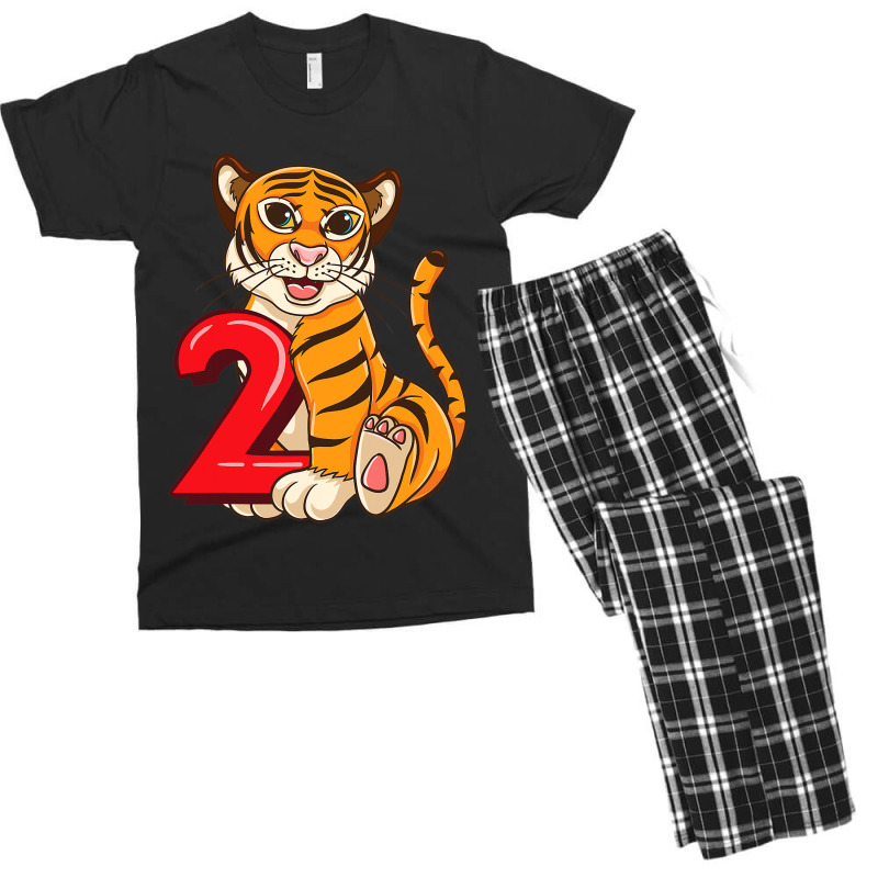 Birthday Tiger 2 Year Old Men's T-shirt Pajama Set | Artistshot