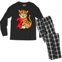 Birthday Tiger 2 Year Old Men's Long Sleeve Pajama Set | Artistshot