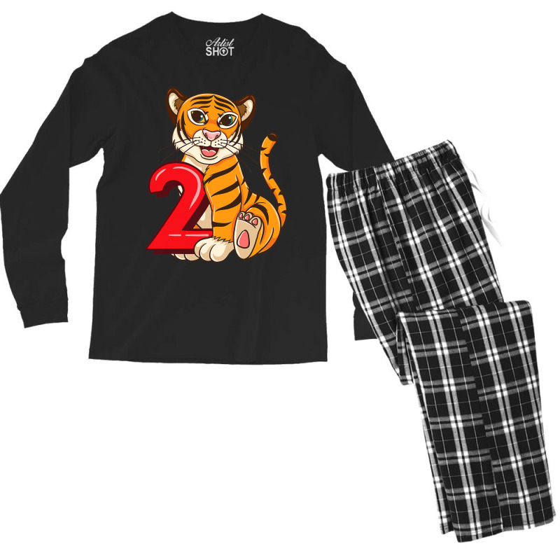 Birthday Tiger 2 Year Old Men's Long Sleeve Pajama Set | Artistshot