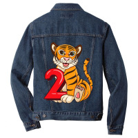 Birthday Tiger 2 Year Old Men Denim Jacket | Artistshot