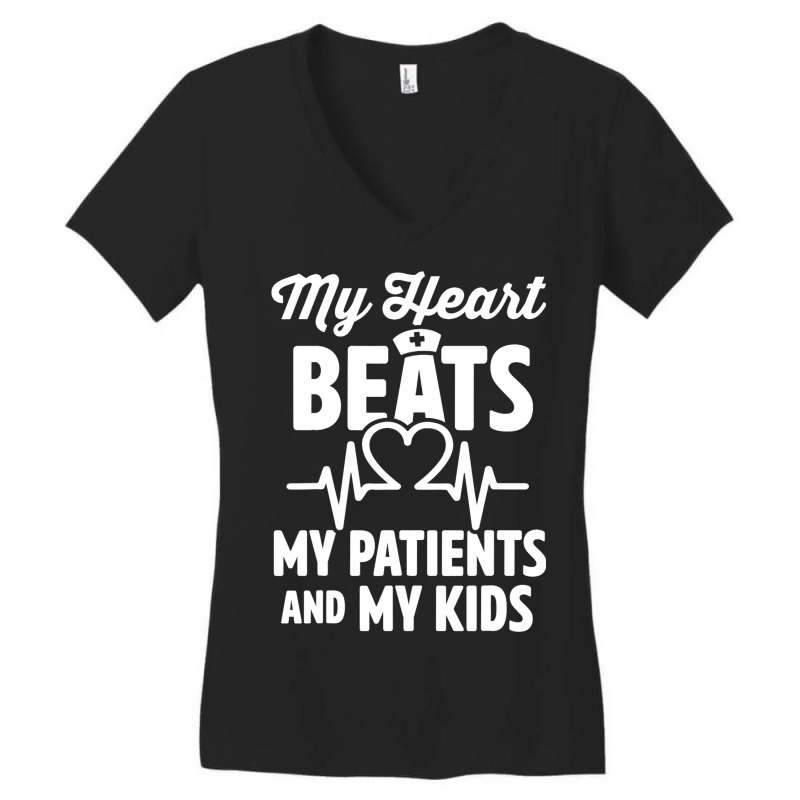 Cardiac Nurse Mom Cardiology My Heart Beats For Tw Women's V-Neck T-Shirt by ADDIECRUZ | Artistshot