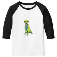 Labrador Retriever Dog Agains A White Backdrop Holding A Black Leash Youth 3/4 Sleeve | Artistshot