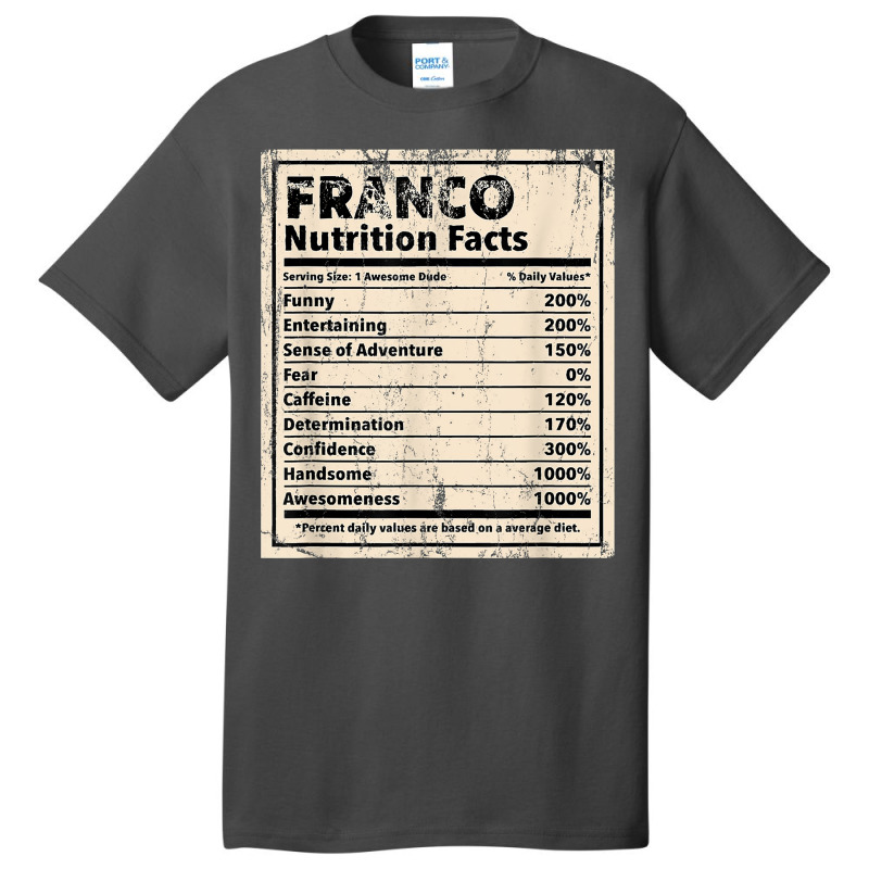 Franco Nutrition Facts Funny Name Humor Nickname T Shirt Basic T-shirt by spizerrleppleq | Artistshot