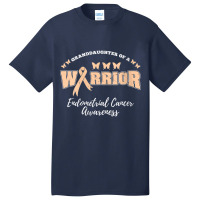 Womens Granddaughter Of A Warrior Endometrial Cancer Awareness Basic T-shirt | Artistshot