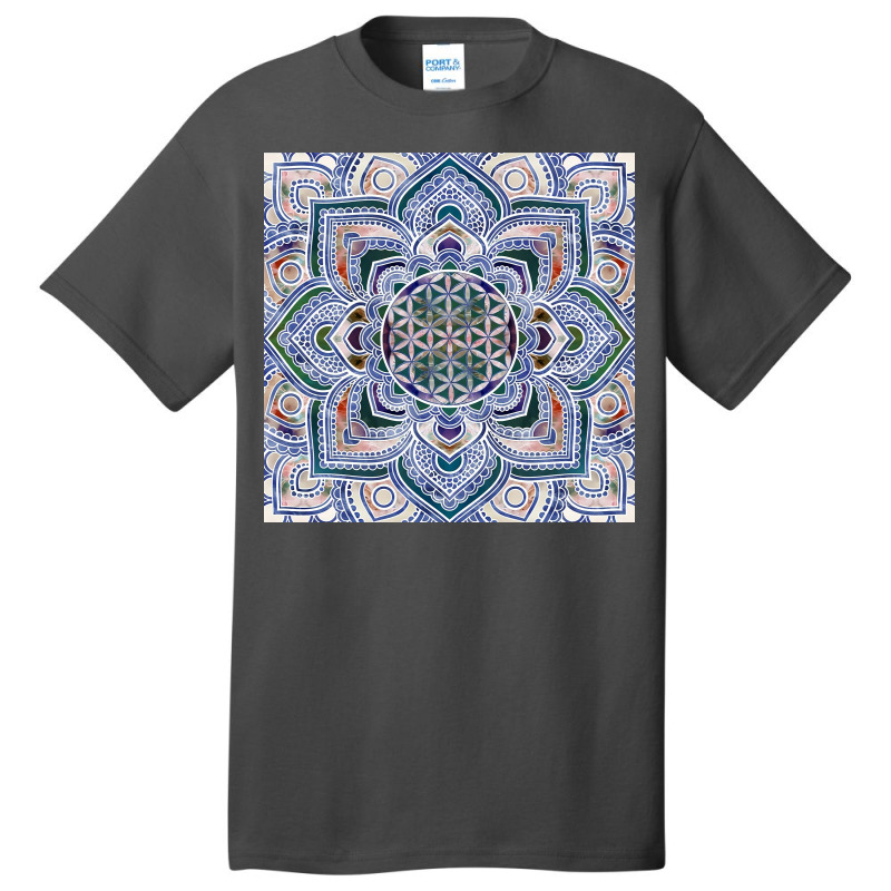 Flower Of Life In Lotus   Marble And Gold Basic T-shirt | Artistshot