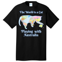 Funny World Is A Cat Playing Map T Shirt Basic T-shirt | Artistshot