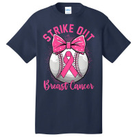 Womens Strike Out Breast Cancer Awareness Day Pink Ribbon Baseball Basic T-shirt | Artistshot