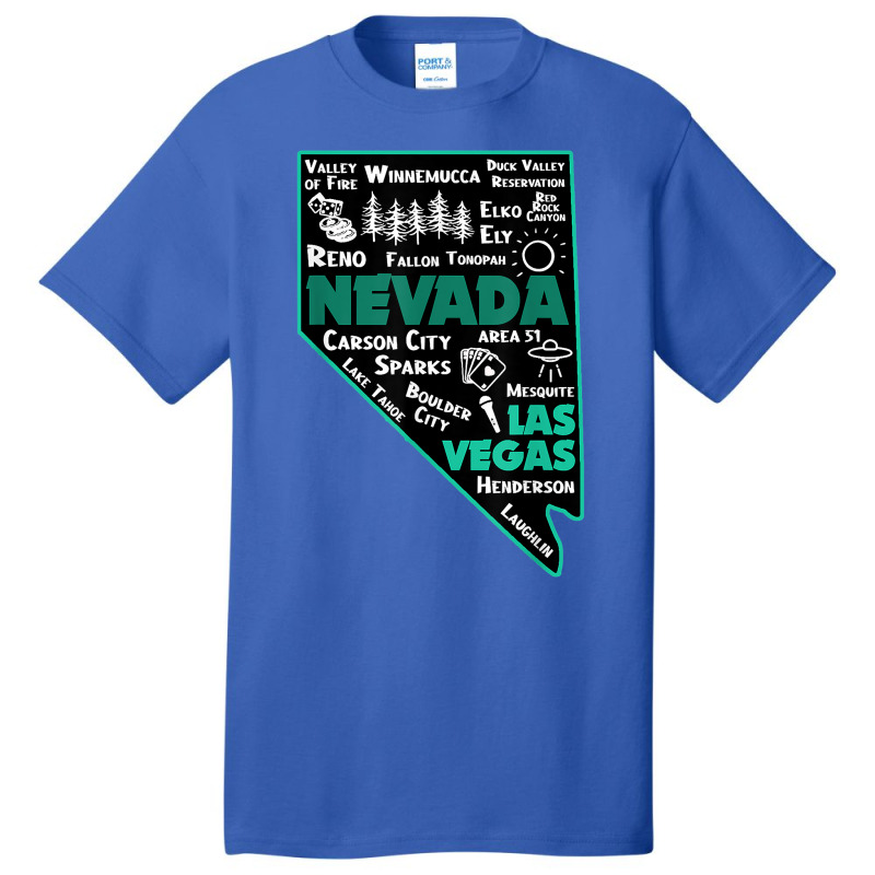 Nevada Las Vegas Map Winnemucca Reno Elko Ely Carson City T Shirt Basic T-shirt | Artistshot