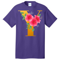 Floral Y Alphabet Cute Initial Monogram Letter Y Graphic T Shirt Basic T-shirt | Artistshot