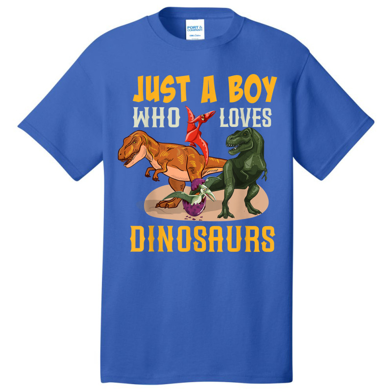 Just A Boy Who Loves Dinosaurs Young Paleontologist Basic T-shirt by Juan-Design | Artistshot