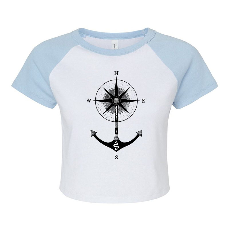 Compass Black And White Illustration Raglan Crop Top by traumafemales188 | Artistshot