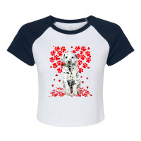 Cute Love Dalmatian Dog Valentine Pet Dog Lover T Shirt Raglan Crop Top | Artistshot