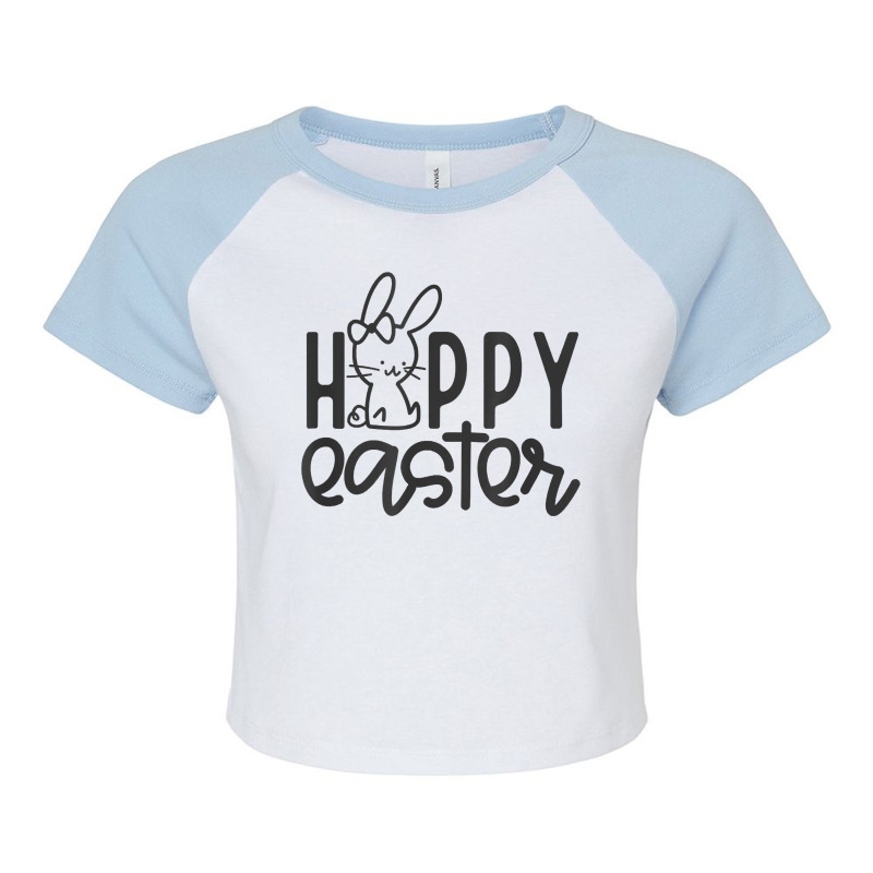 Funny Happy Easter Easter Eggs With Easter Bunny Rabbit Ears T Shirt Raglan Crop Top by casimircorjki0 | Artistshot