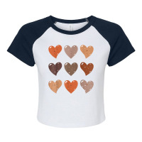 Melanin Skin Tone Hearts, Be Kind, Black History Month Tees T Shirt Raglan Crop Top | Artistshot