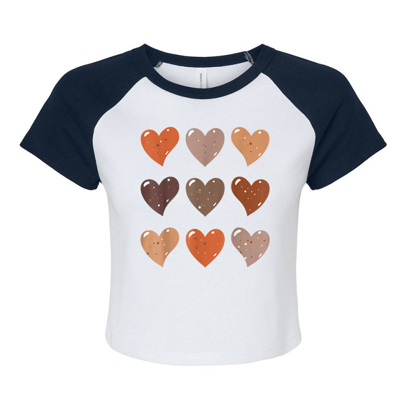 Melanin Skin Tone Hearts, Be Kind, Black History Month Tees T Shirt Raglan Crop Top | Artistshot