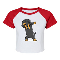 Trending Dabbing Dachshund Funny Doxie Raglan Crop Top | Artistshot